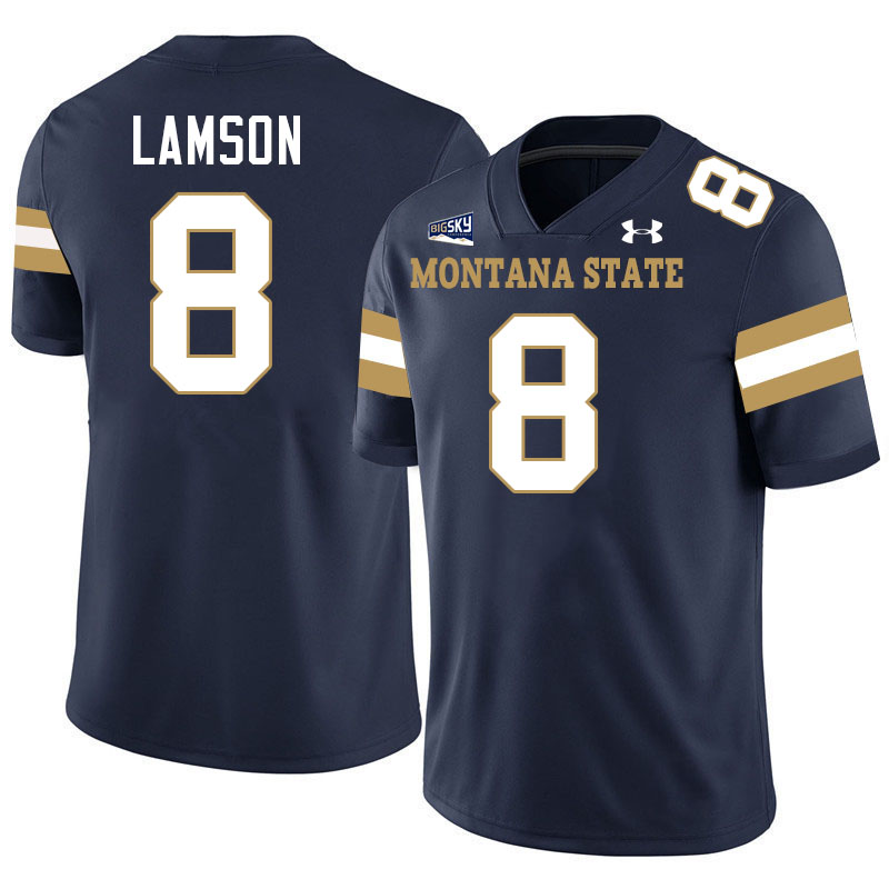 Montana State Bobcats #8 Justin Lamson College Football Jerseys,Uniforms Stitched-Navy
